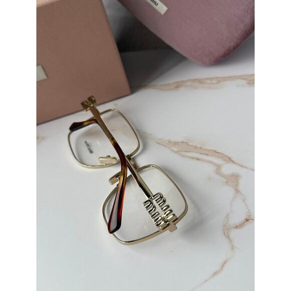 NEW Miu Miu M51XV Pale Gold Square Logo Eyeglasses Frames main image 6